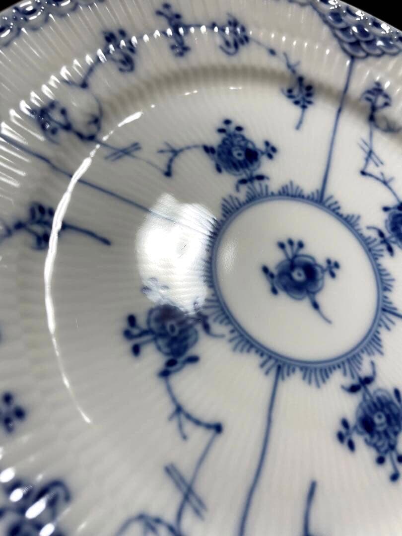 ロイヤルコペンハーゲンブルーフルーテッドハーフレースプレートペア19cm未使用美