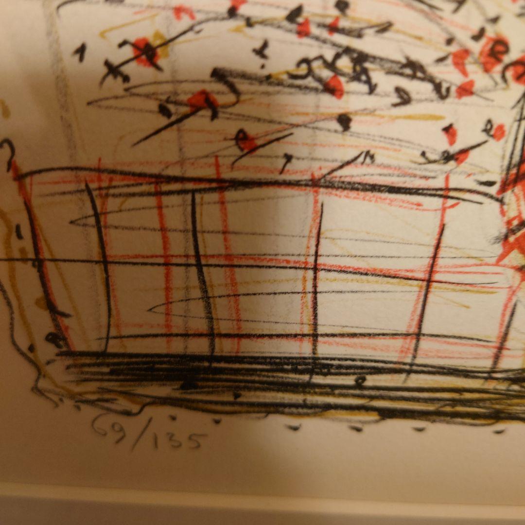 メーカー直売】 小野州一リトグラフ「ワイングラスの花」 絵画