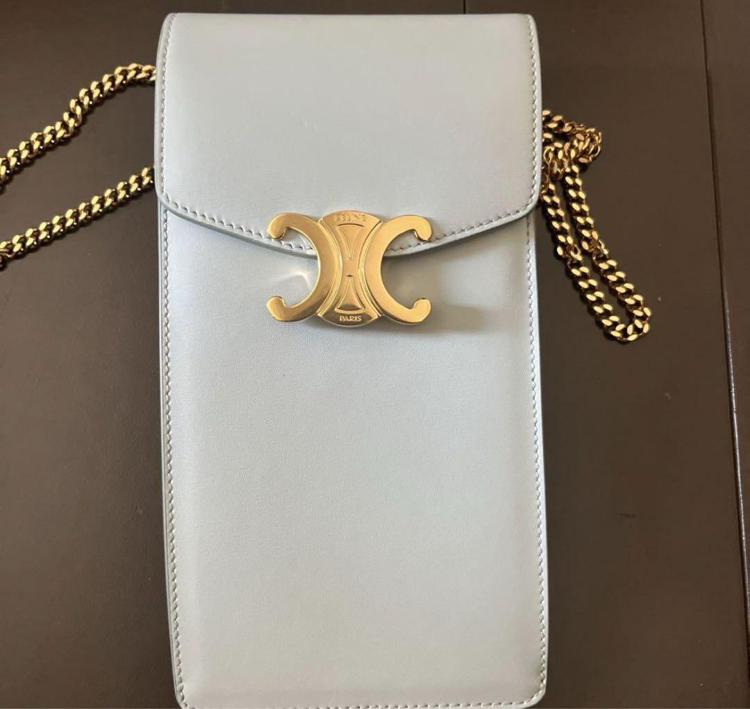 CELINE チェーン付き バーティカル モバイルポーチ トリオンフ