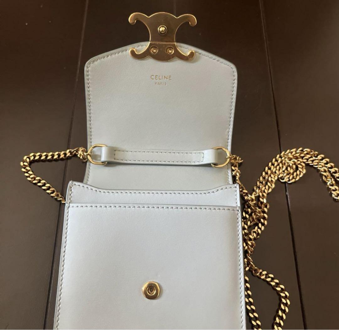 CELINE チェーン付き バーティカル モバイルポーチ トリオンフ