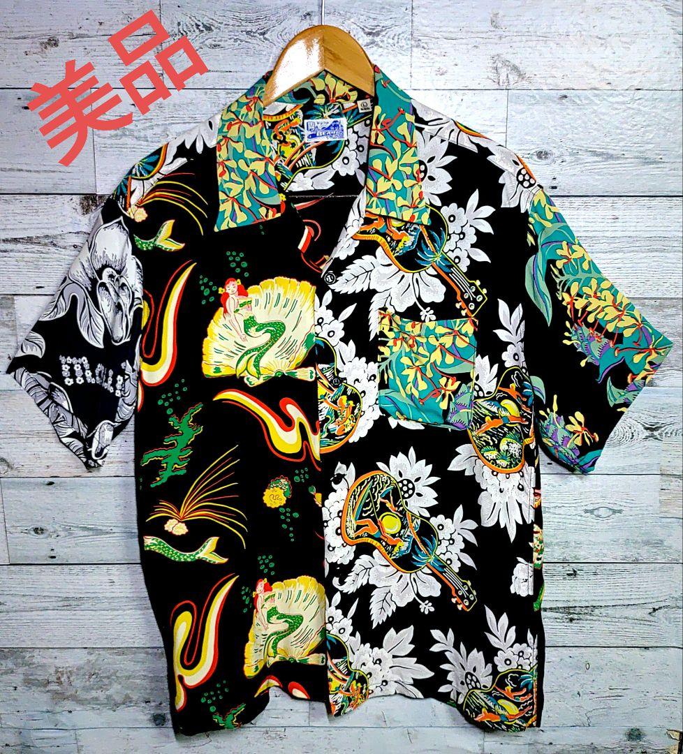 SUNSURF × BEAMS 別注 雷門 クレイジー アロハシャツ　Ｌ