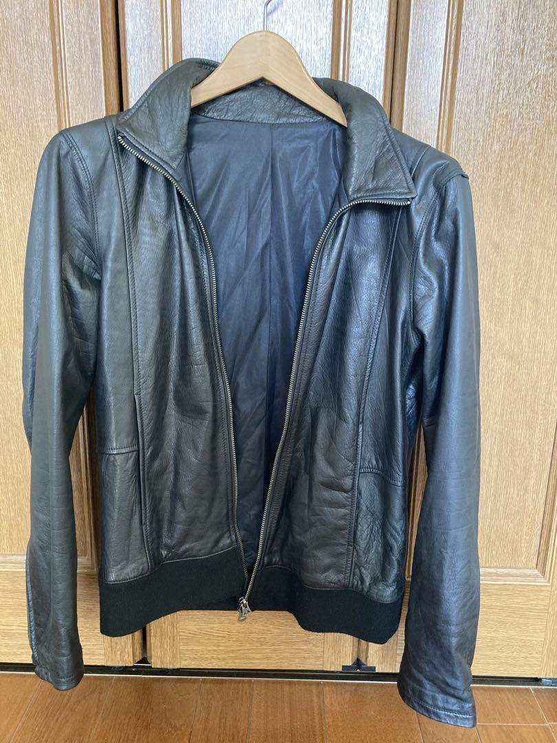 SHAMA 黒 レザー シングルライダースジャケット　メンズ　レディース