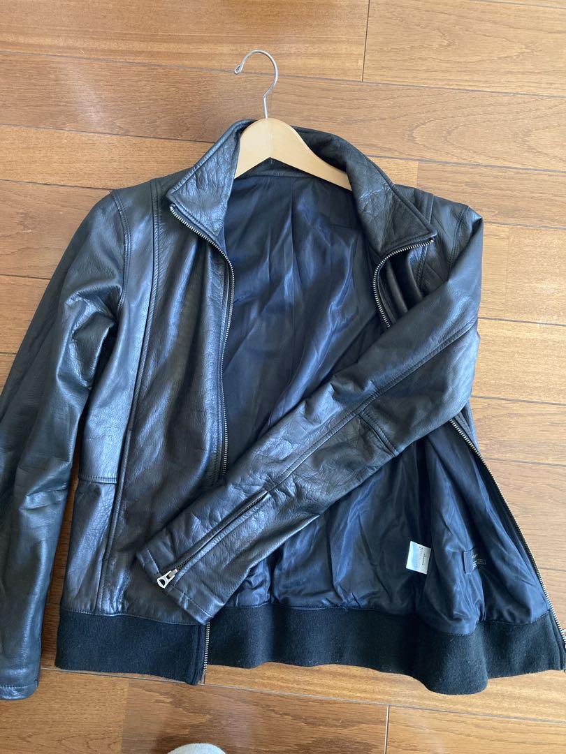 SHAMA 黒 レザー シングルライダースジャケット　メンズ　レディース
