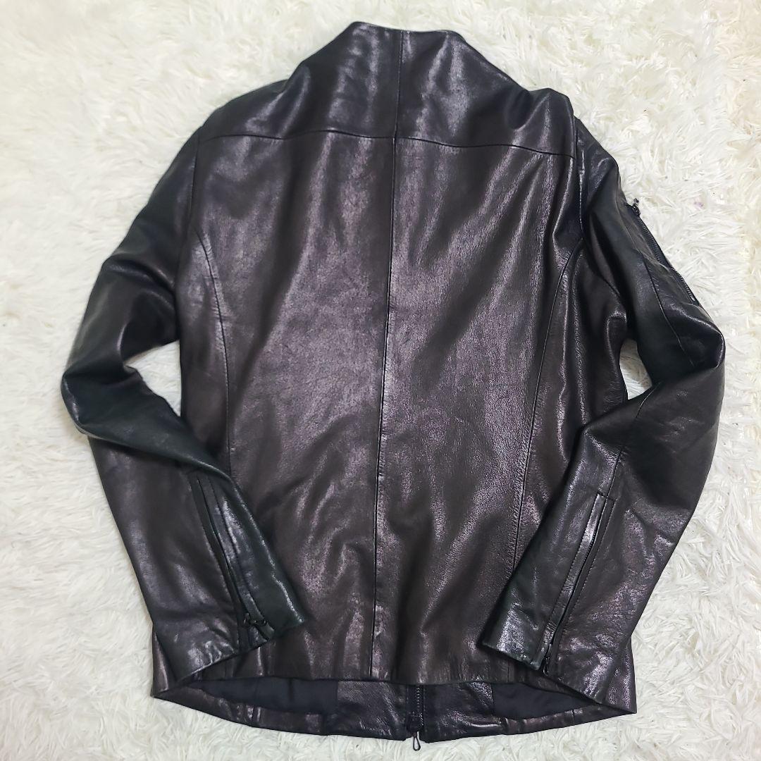 【稀少　サイズXL ラムレザー　ライダース】エストネーション　ブラック