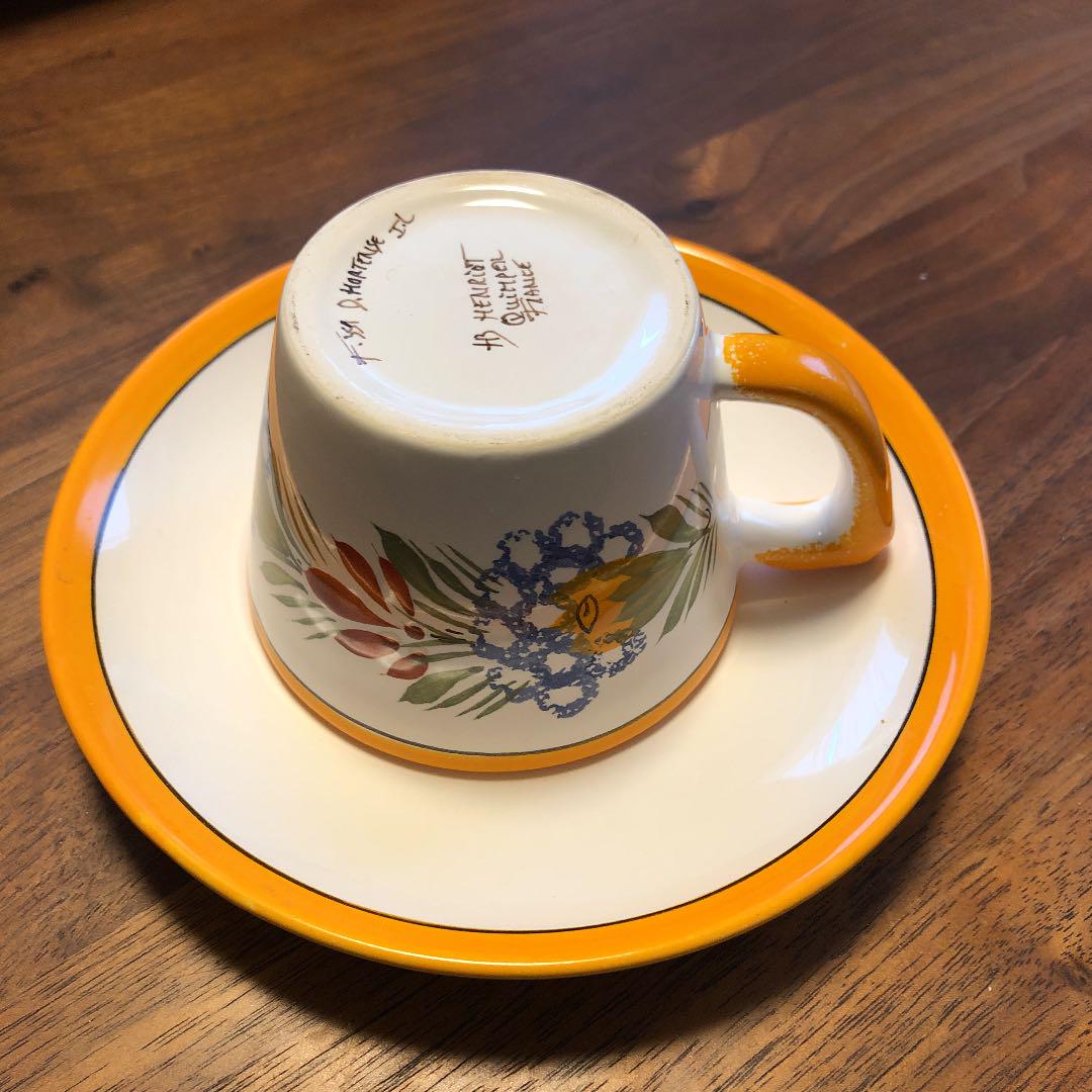 新発売 アンリオカンペール カップ&ソーサー 2客 食器 インテリア 日産純正 カンベール (HENRIOT QUINPER)ペア カップ&ソーサ 食器
