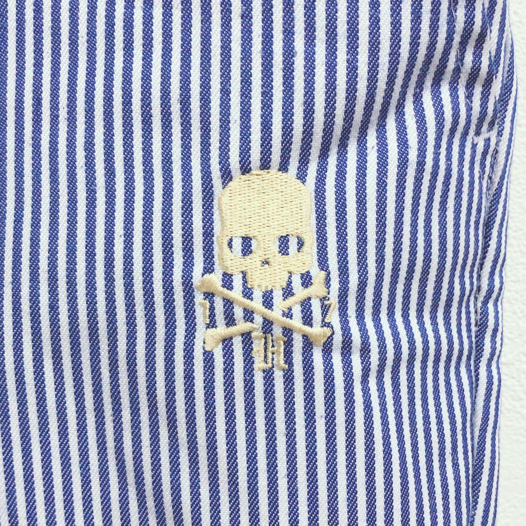 HYDROGEN ハイドロゲン 刺繍 ロゴ スカル ストライプ ショート