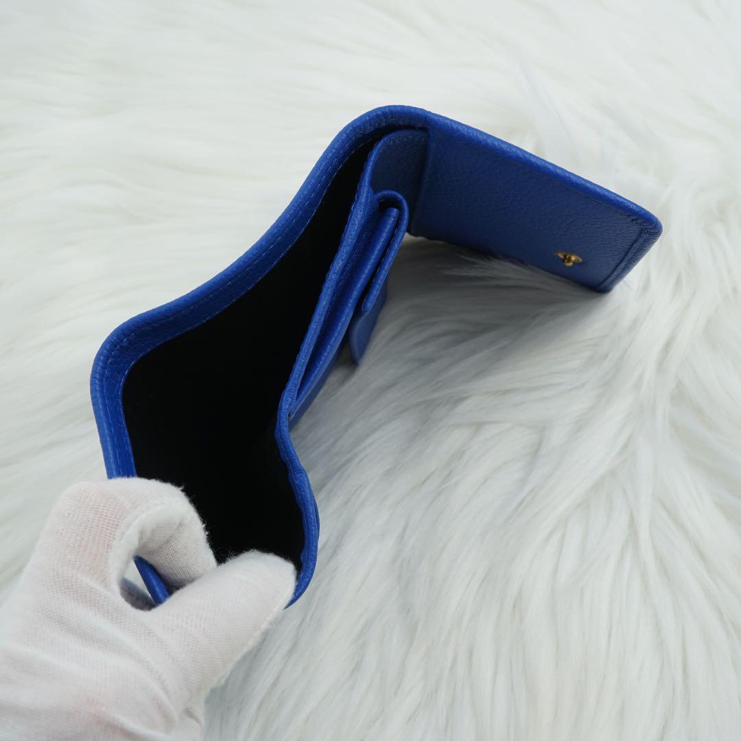 未使用品 SEE BY CHLOE シーバイクロエ 折り財布 リボン金具 ブルー