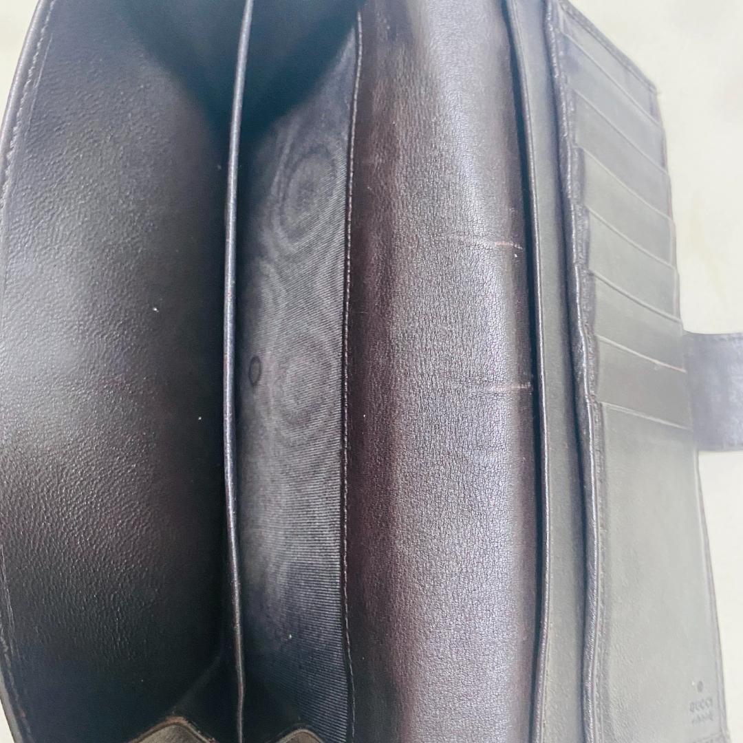 Gucci GGパターン 長財布 黒 茶　ハート レザー 　GGシマ