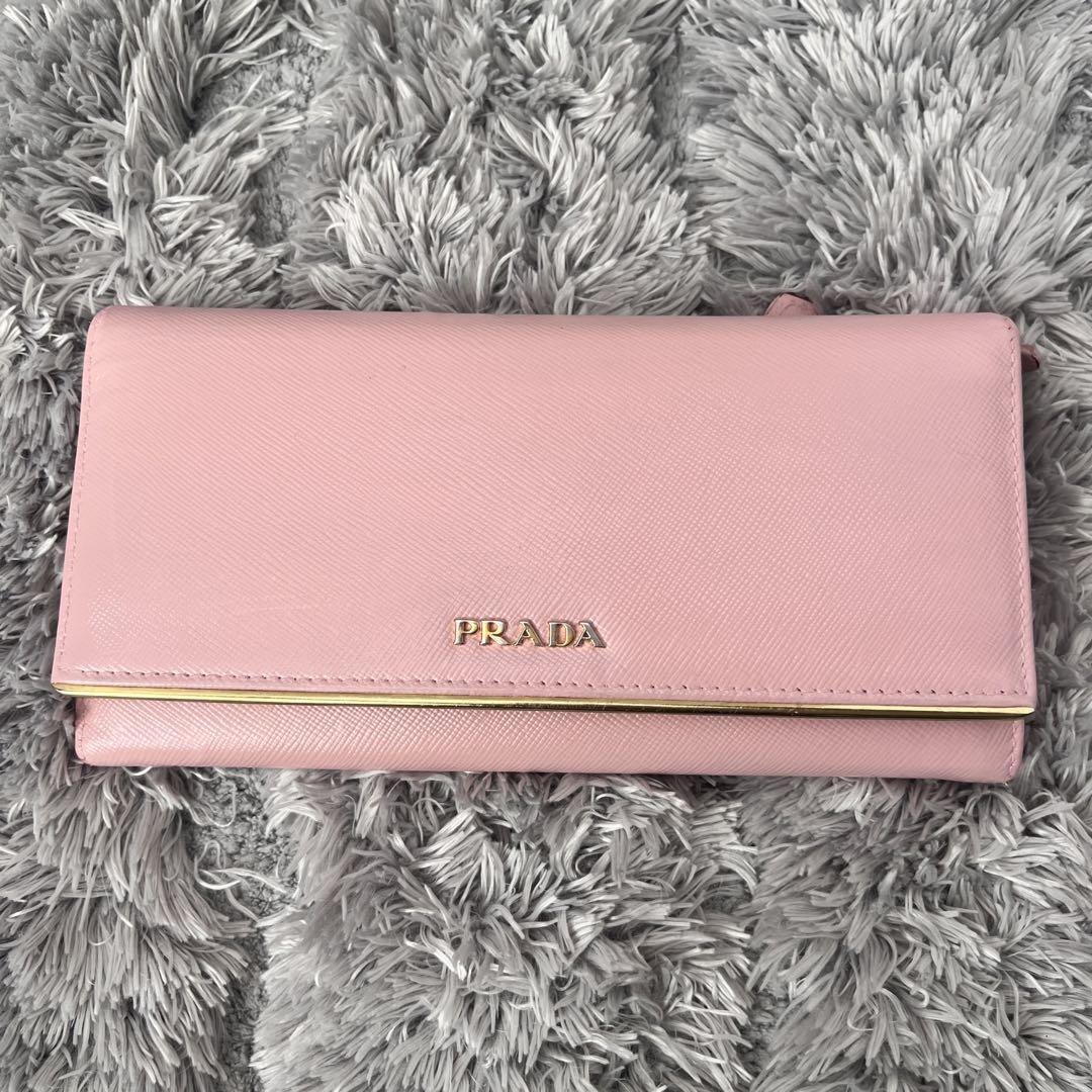 PRADA✨長財布　メタルプレート　カードケース付　サフィアーノ　ピンク　セット