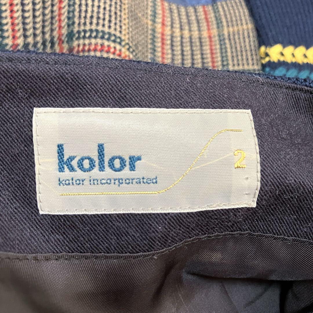 kolor 定価約15万円 異素材ミックス チェック柄　コンビミディスカート 1 kolor 定価約15万円 異素材ミックス チェック柄コンビミディ
