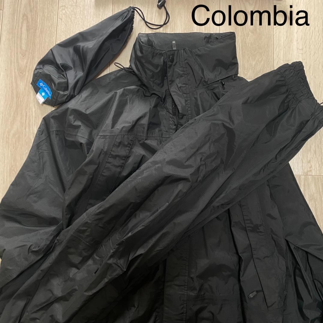 【袋付き】columbia セットアップ 雨具 登山 ウインドブレイカー