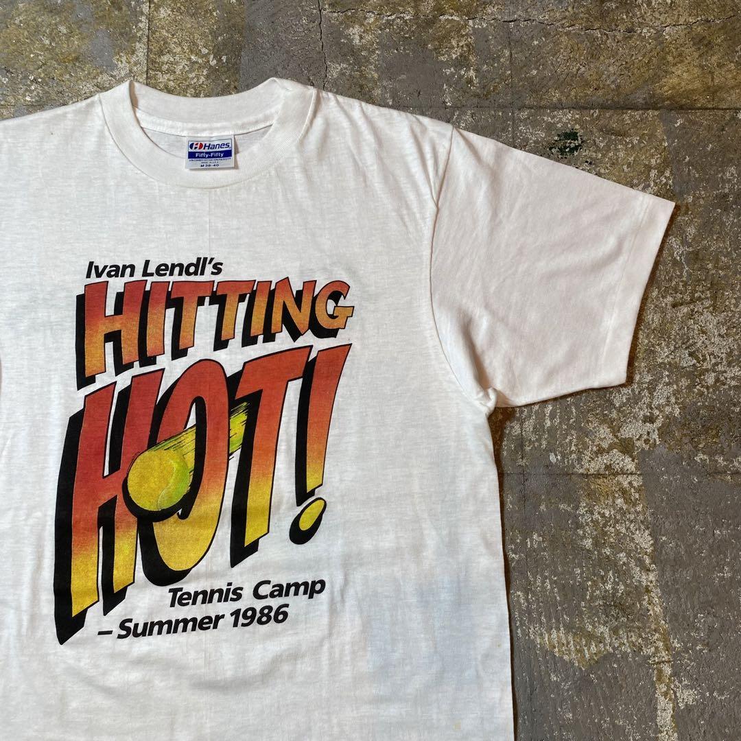 80s Hanes ヘインズ tシャツ USA製 両面プリント M ホワイト