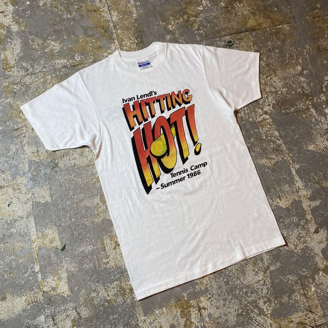 80s Hanes ヘインズ tシャツ USA製 両面プリント M ホワイト
