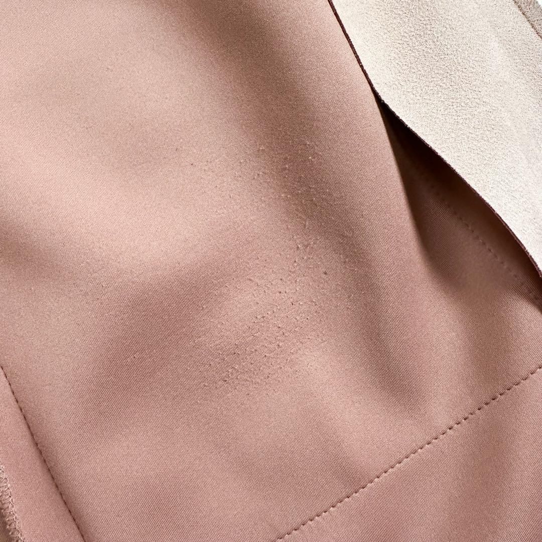 【着用3回】ZARA フェイクスエードノーカラーコート　金ボタンスプリングコート