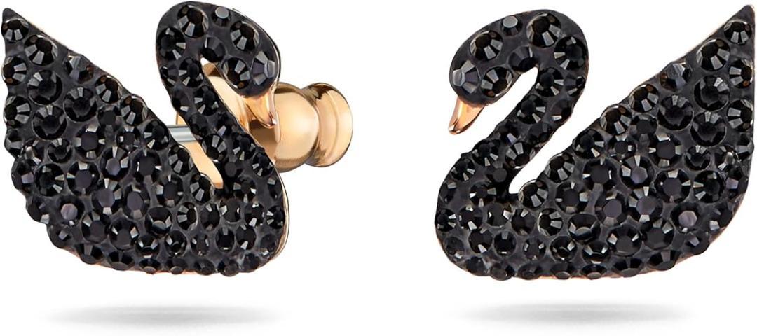 【スワロフスキー】ピアス イヤージャケット, スワン, ブラック 正規輸入品