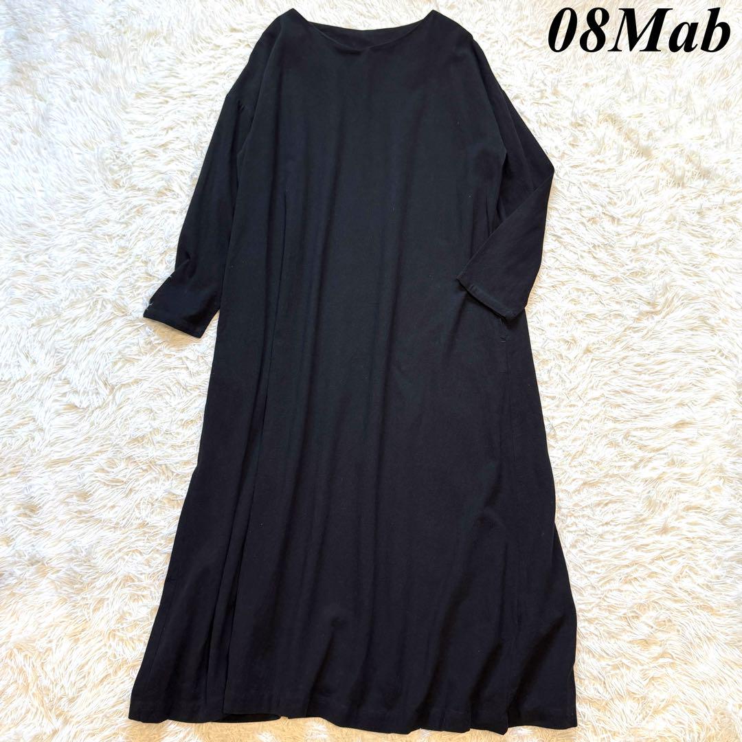 08Mab ゼロハチマブ ロングワンピース コットン ブラック 長袖 マキシ丈