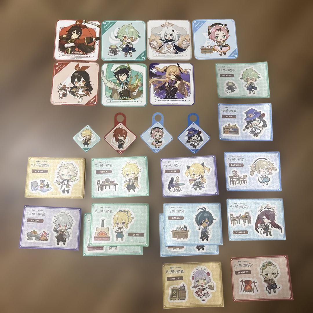 原神スイパラ　ちび、等身キャラコースター、ちびキャラトレーディングステッカー 原神 スイパラ ちび、等身キャラコースター、トレーディング