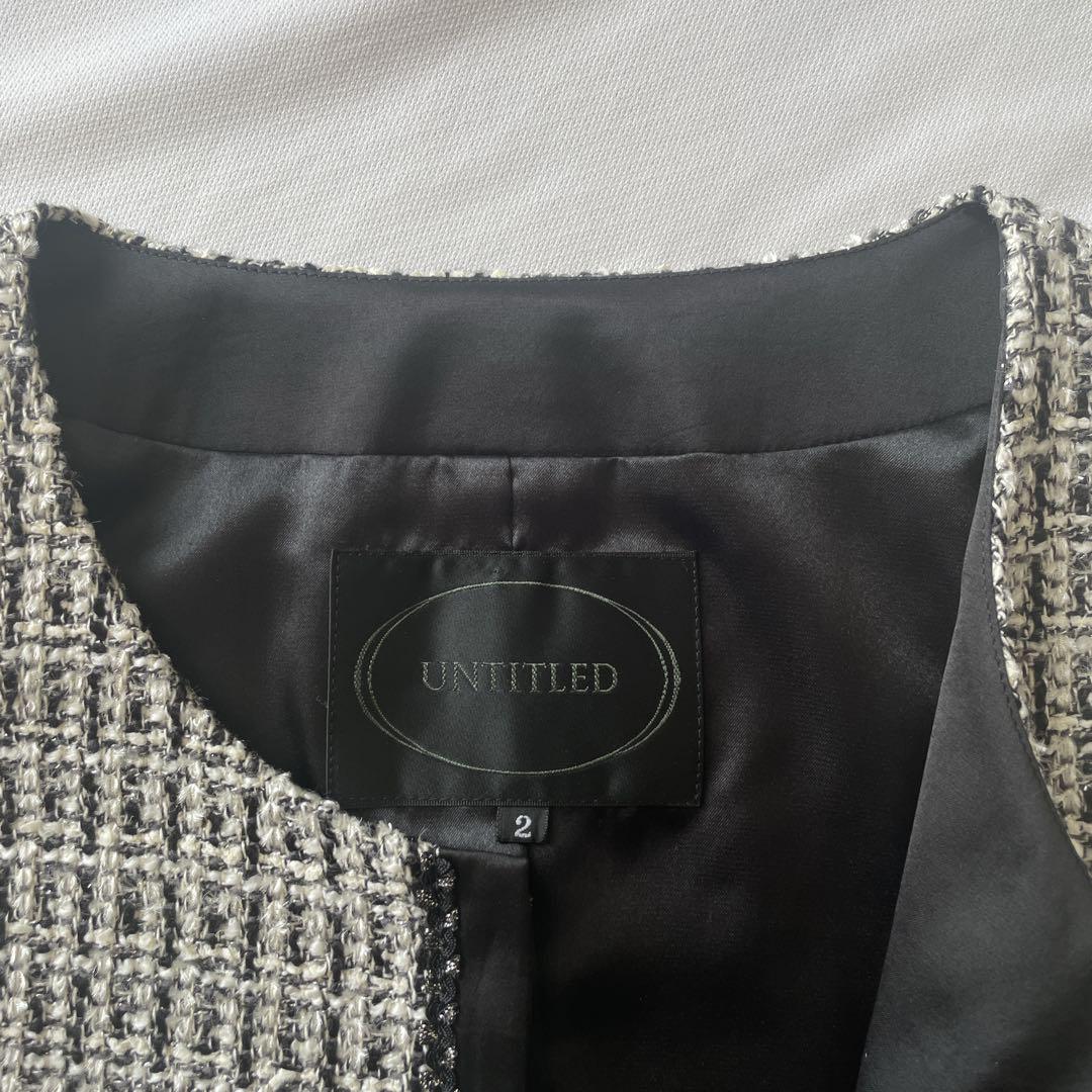 【美品】UNTITLED ノーカラーツイードジャケット サイズ2