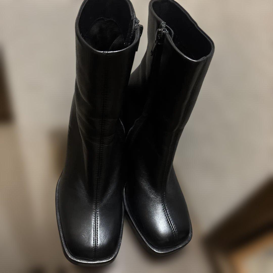美品　ZARA ブラックショートブーツ サイドジップ　23.5cm mdprevattcaulkingandwaterproofing.com