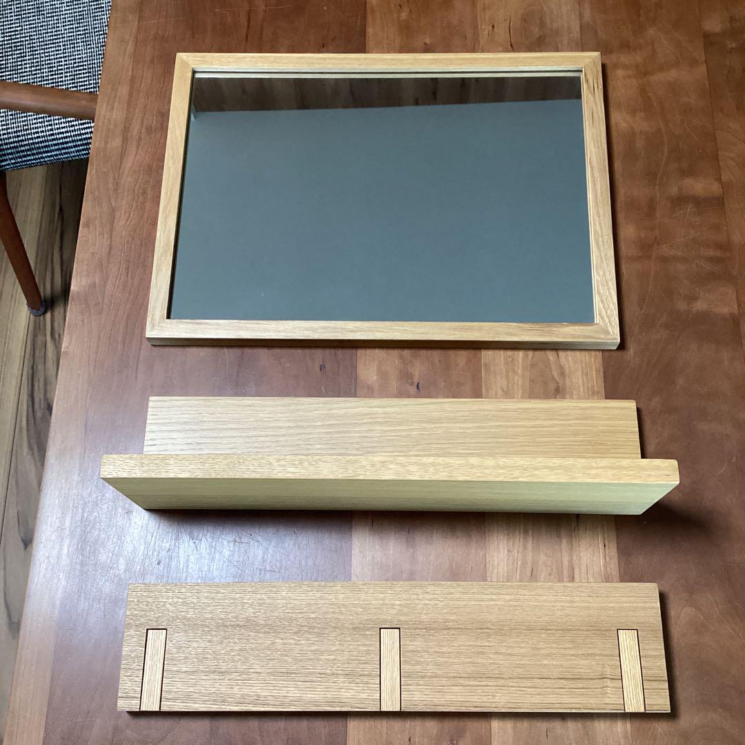 無印　壁に付けられる家具　3点セット★ミラー　鏡★３連ハンガー　フック★家具棚