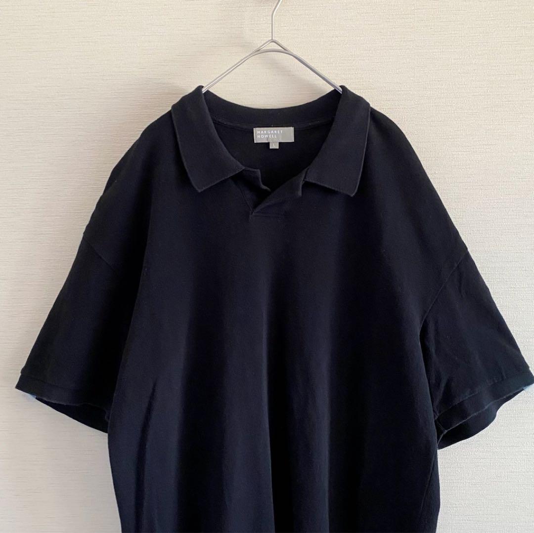 MARGARET HOWELL ブラックポロシャツ 半袖 MARGARET HOWELL ポロシャツ コットン ブラック メンズ L - メルカリ