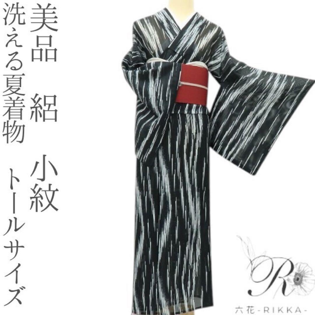 美品 洗える夏着物 トールサイズ 絽 小紋 着物 A2114