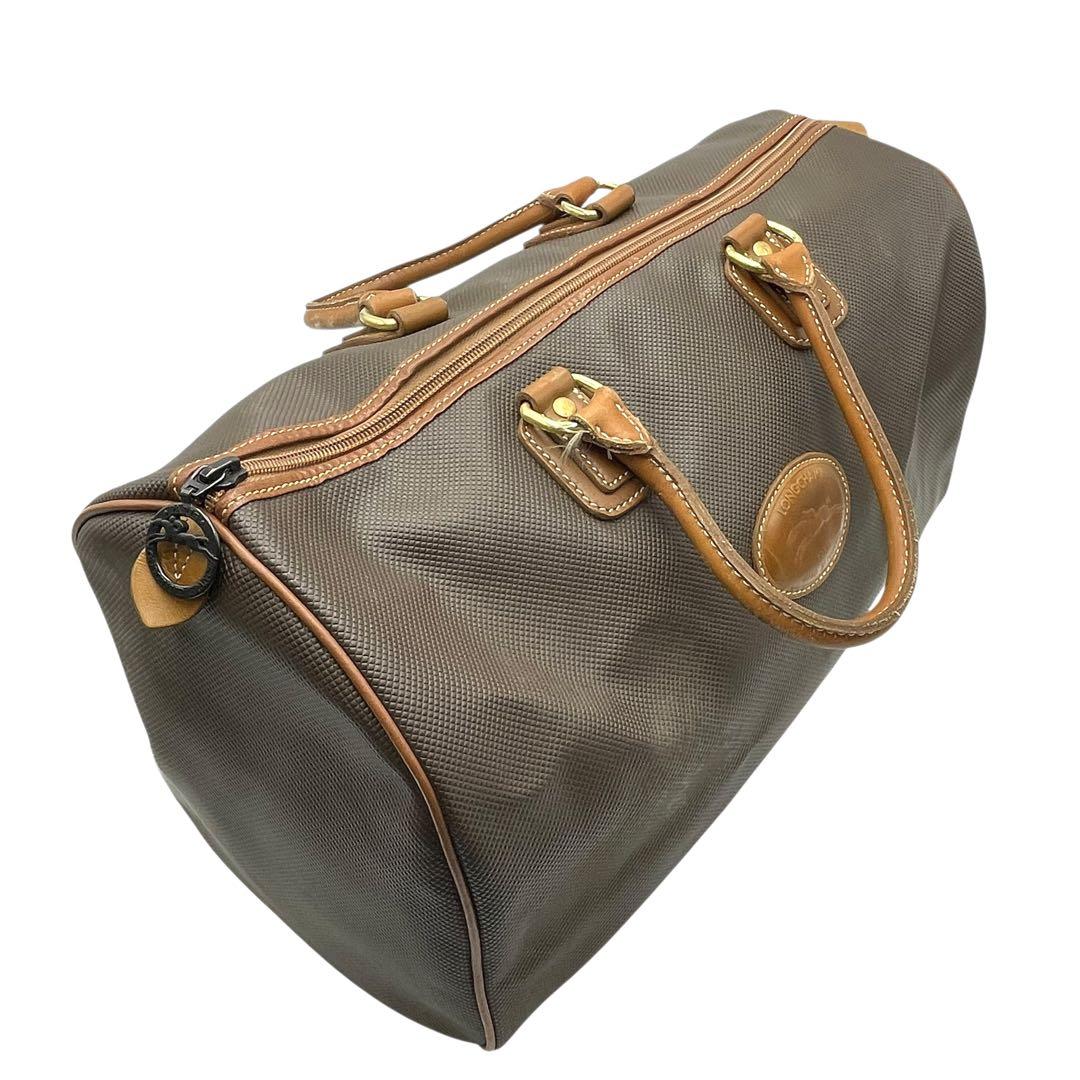 Longchamp ロンシャン ボストン バッグ 大容量 レザー ブラウン