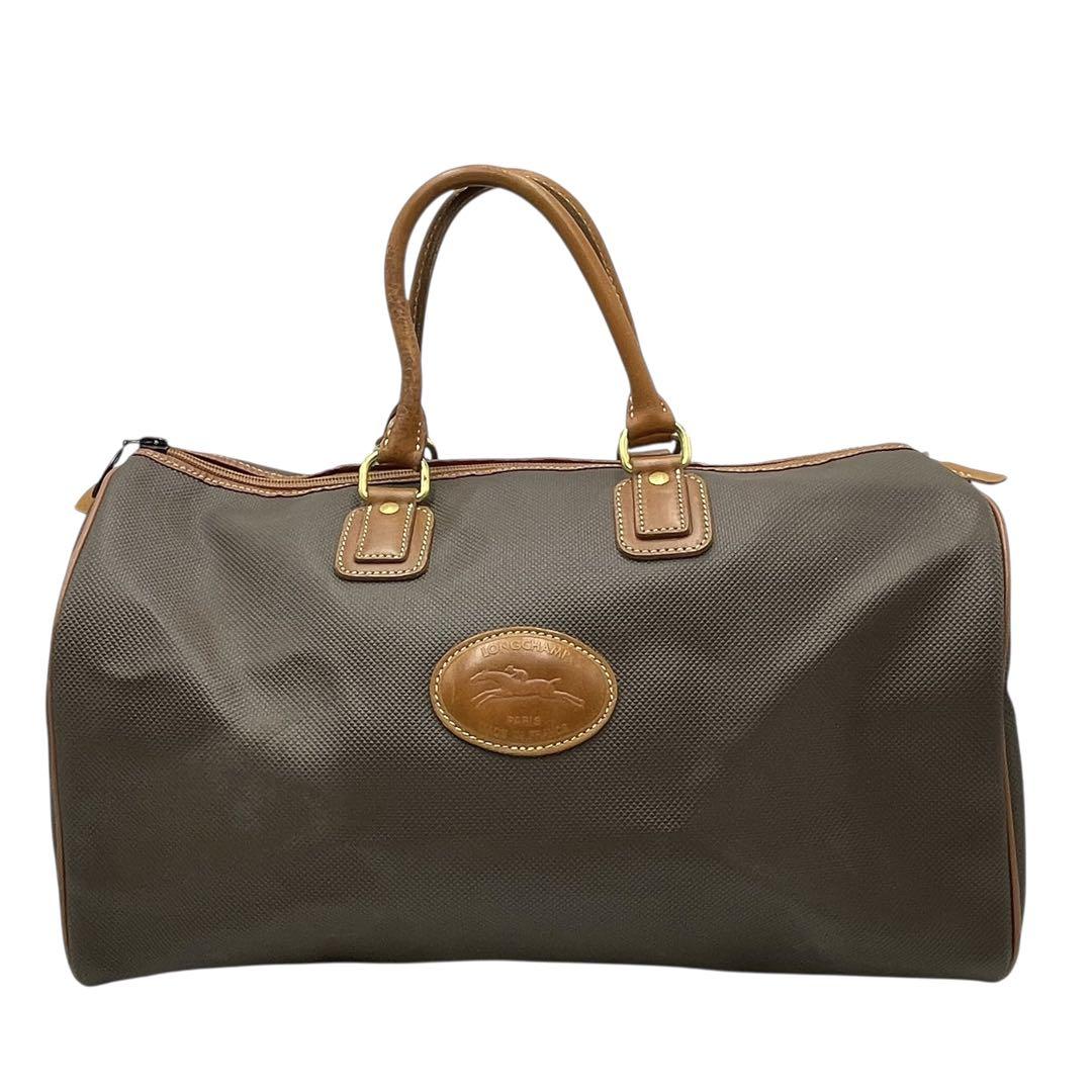 Longchamp ロンシャン ボストン バッグ 大容量 レザー ブラウン
