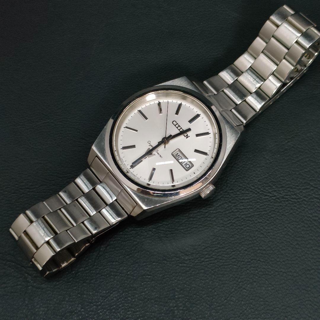 美品　CITIZEN　シチズン　クリスタルセブン　シルバー　自動巻き　腕時計