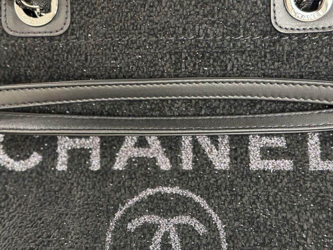 CHANEL ブラックツイード ラメ　ドーヴィル　トートバッグ 未使用に近い美品