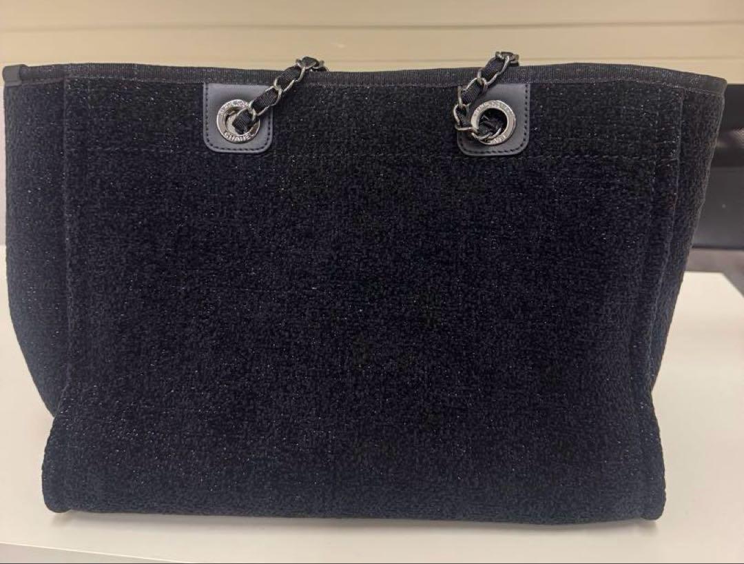 CHANEL ブラックツイード ラメ　ドーヴィル　トートバッグ 未使用に近い美品