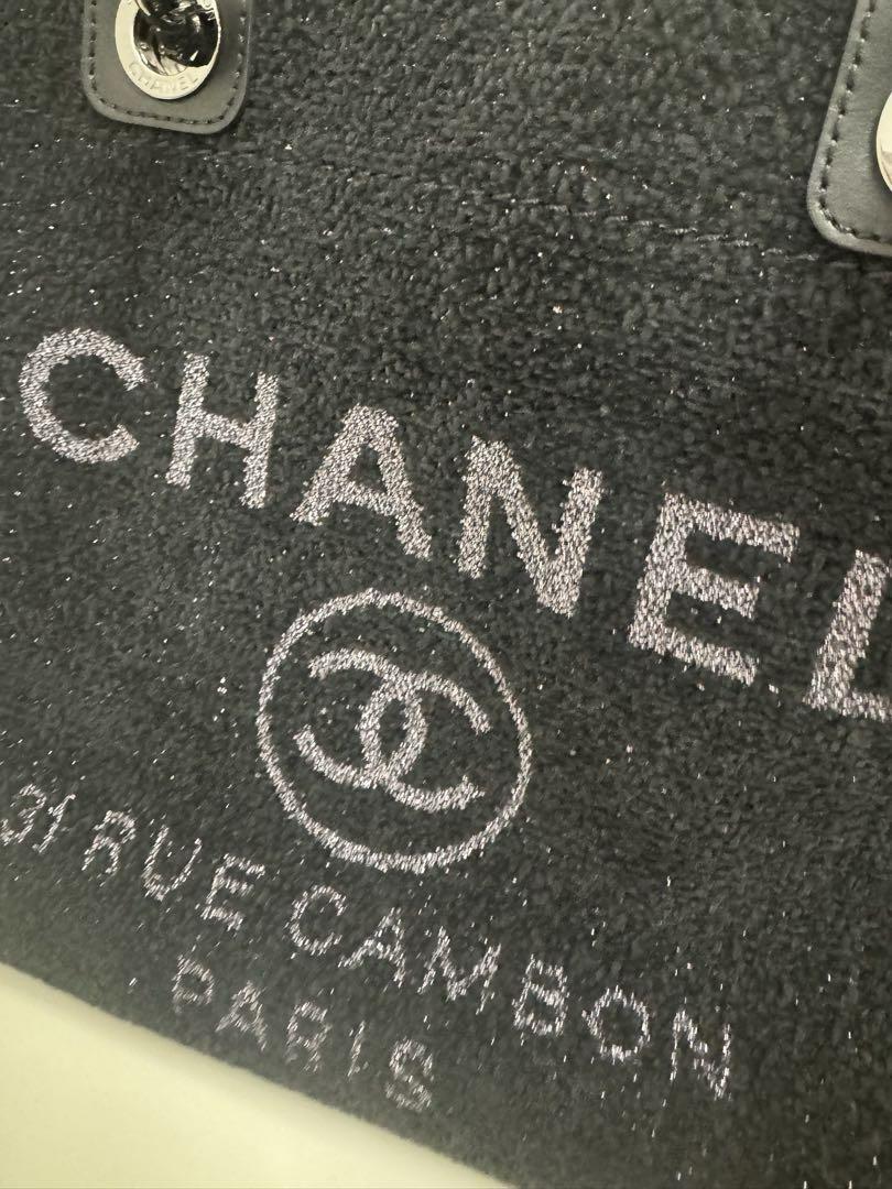 CHANEL ブラックツイード ラメ　ドーヴィル　トートバッグ 未使用に近い美品