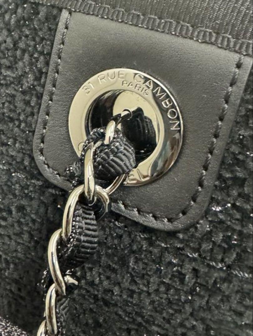 CHANEL ブラックツイード ラメ　ドーヴィル　トートバッグ 未使用に近い美品