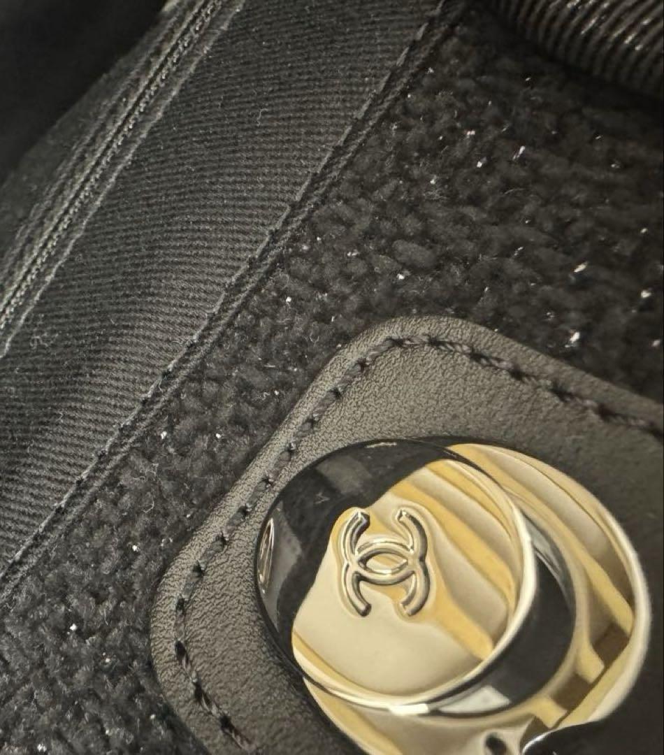 CHANEL ブラックツイード ラメ　ドーヴィル　トートバッグ 未使用に近い美品