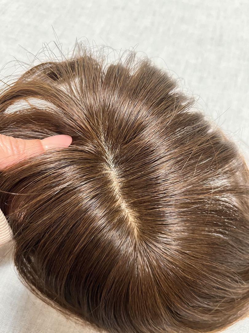 人毛100パーセント　ヘアピース　ライトブラウン