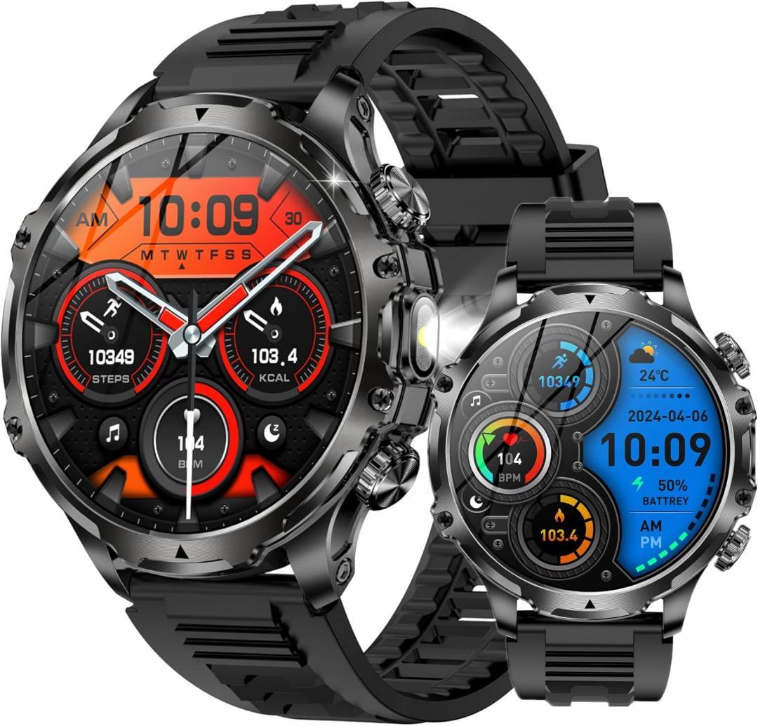 アウトドアスポーツスマートウォッチ通話機能付き1.9インチ大画面5ATM防水