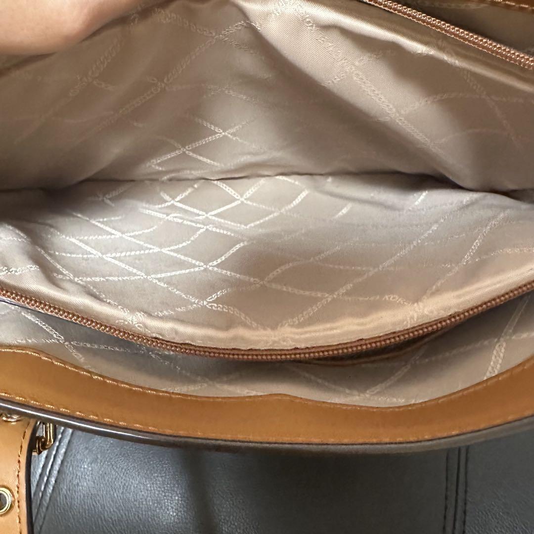 美品】MICHAEL KORS MKロゴトートバッグ ホワイト×ベージュ