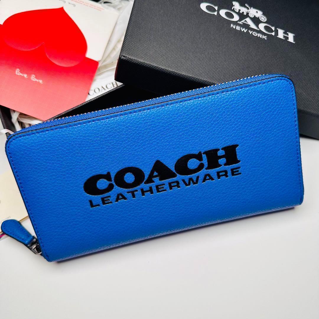 人気新商品Coach長財布ラウンドジップウォレット　ブルー　青 7,500円