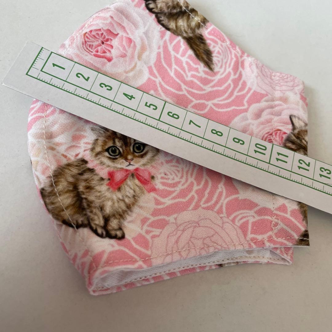 インナーマスク　薔薇とチンチラ猫　猫生地　猫柄　エレガントローズ　マスクカバー