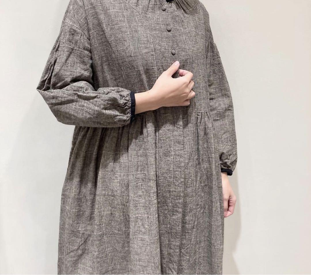 【オオカミとフクロウ】キンモクセイのシーソー　ロングワンピース リネン オオカミとフクロウ】キンモクセイのシーソー ロングワンピース