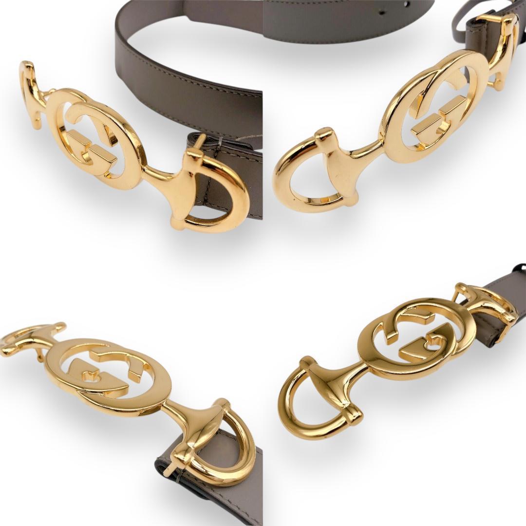 美品】GUCCI グッチ ズゥミ ベルト ゴールド グレー インター