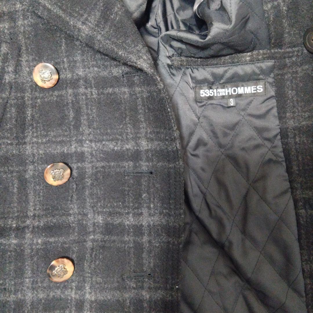 美品　5351 pour les HOMMES チェック柄ピーコート サイズ3