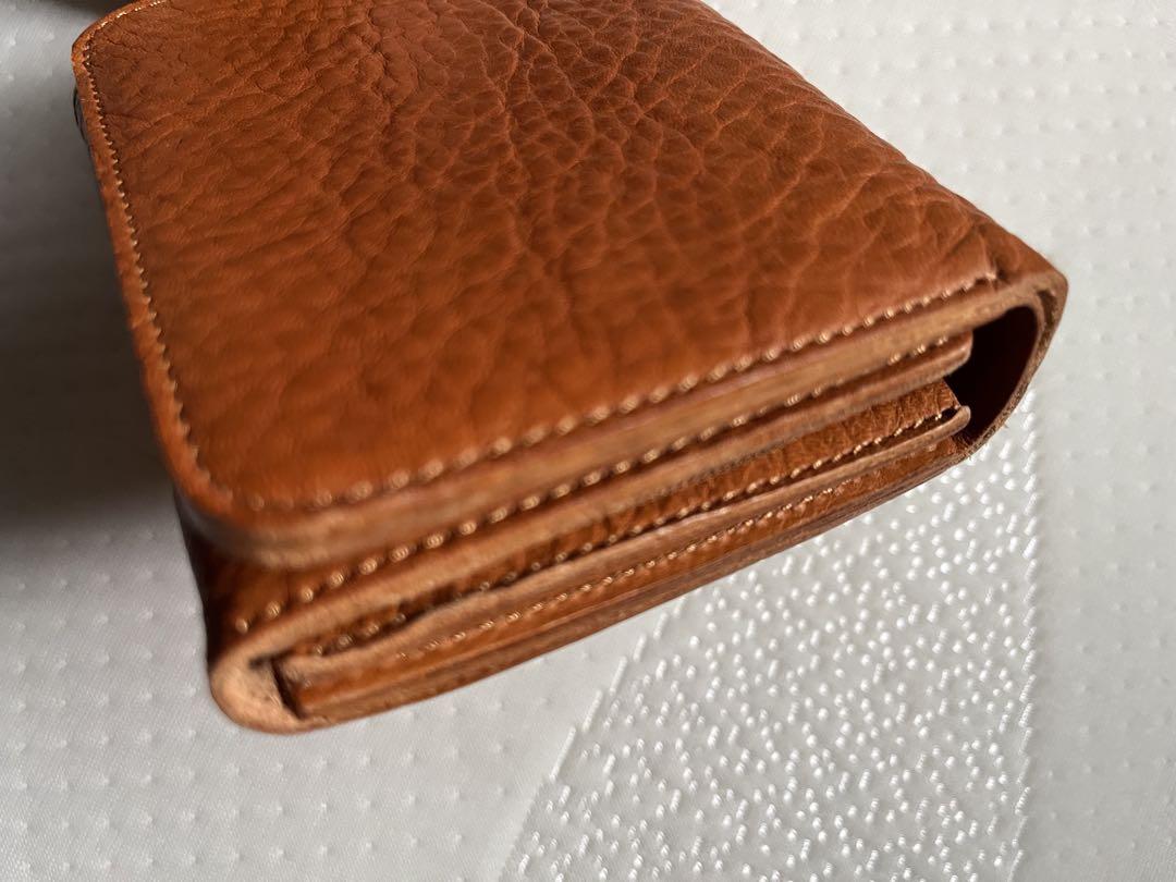 無印良品★札入れ/ウォレット/財布 ヌメシュリンク革 キャメル色