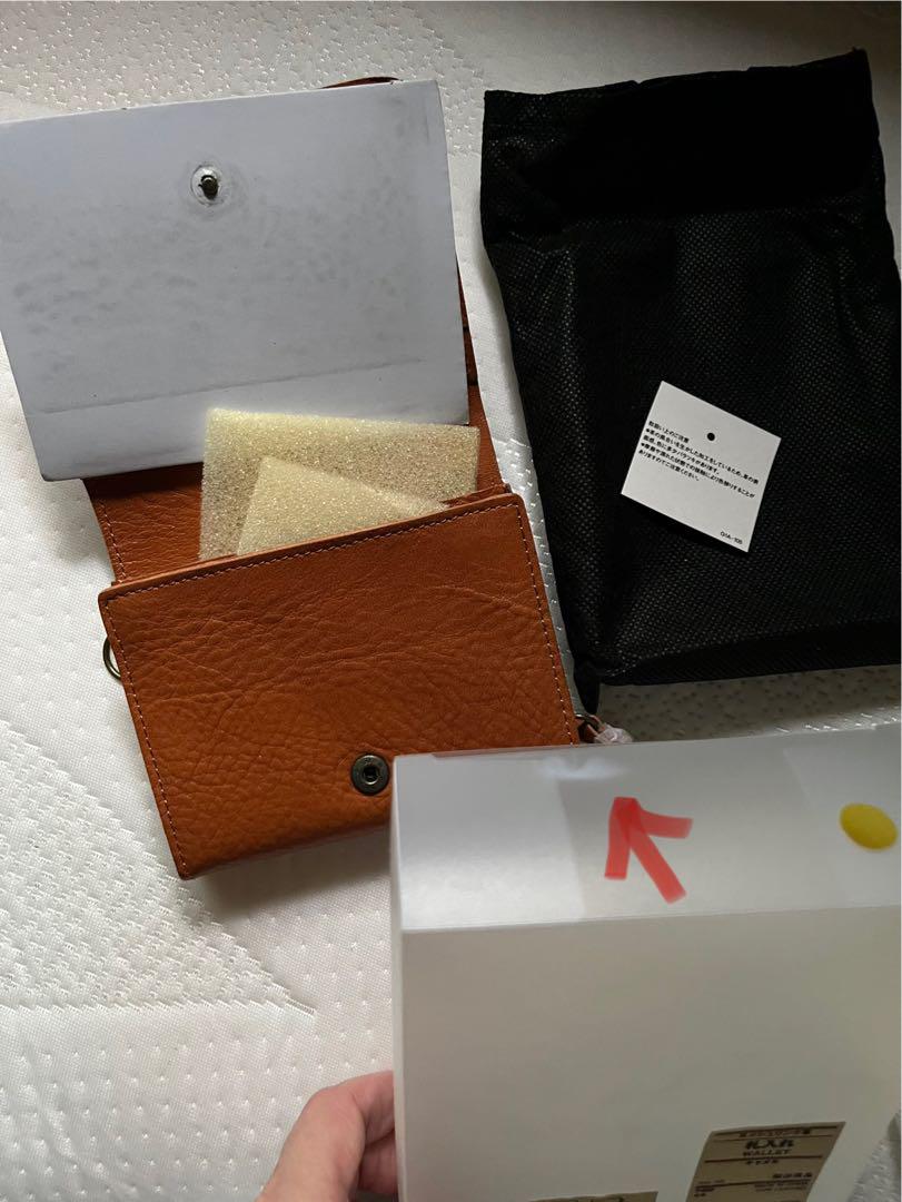 無印良品★札入れ/ウォレット/財布 ヌメシュリンク革 キャメル色