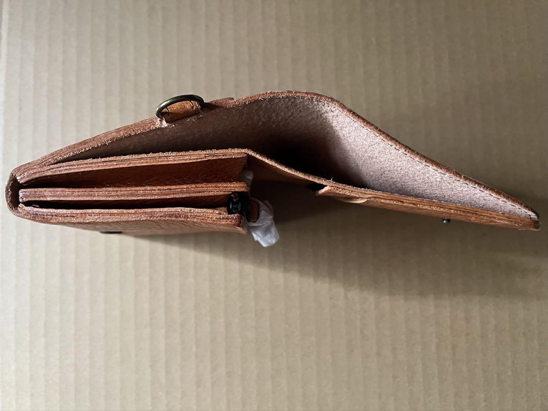 無印良品★札入れ/ウォレット/財布 ヌメシュリンク革 キャメル色