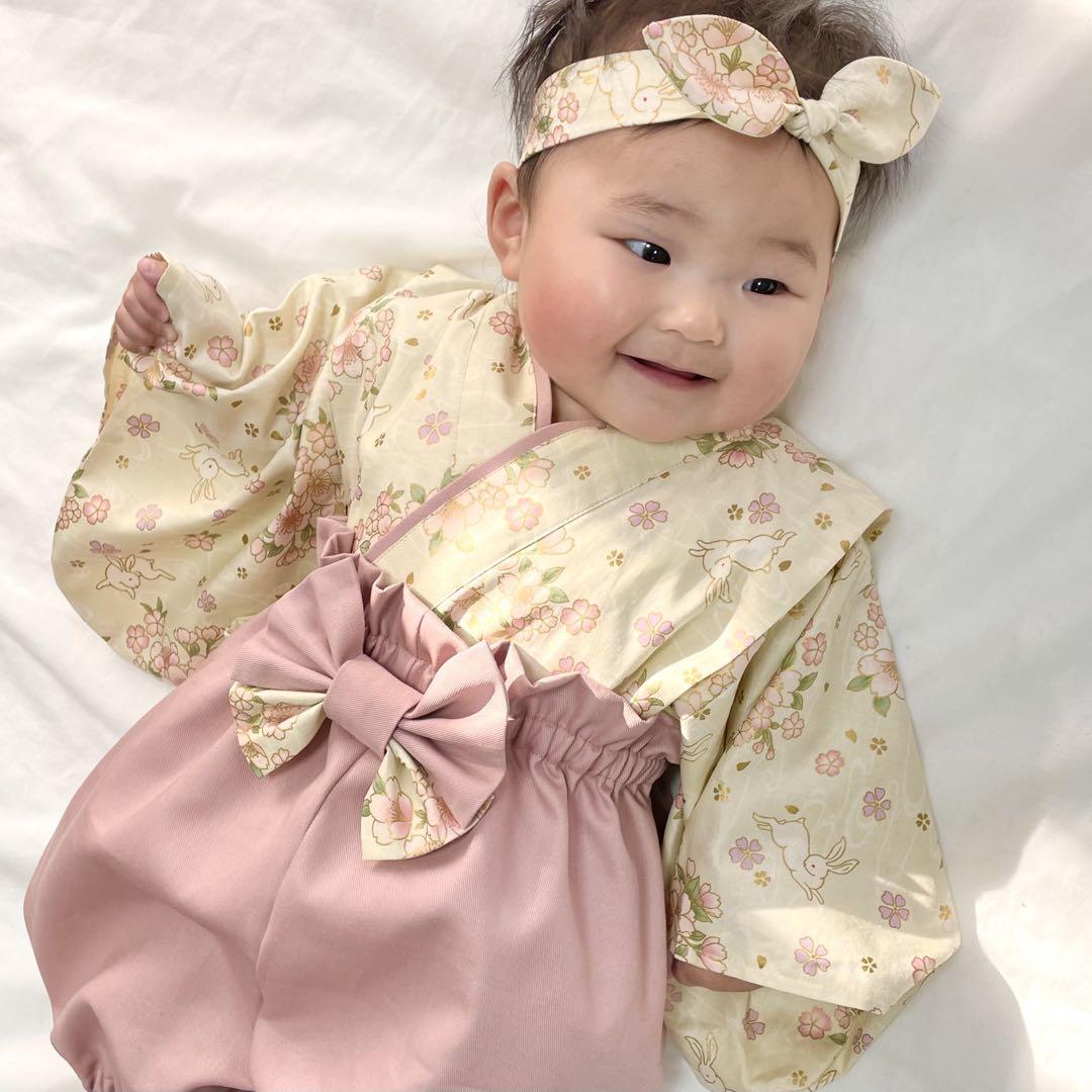 ベビー袴　男の子　70 80 和装　衣装　和柄　鷹　和服　着物　初節句　百日祝い