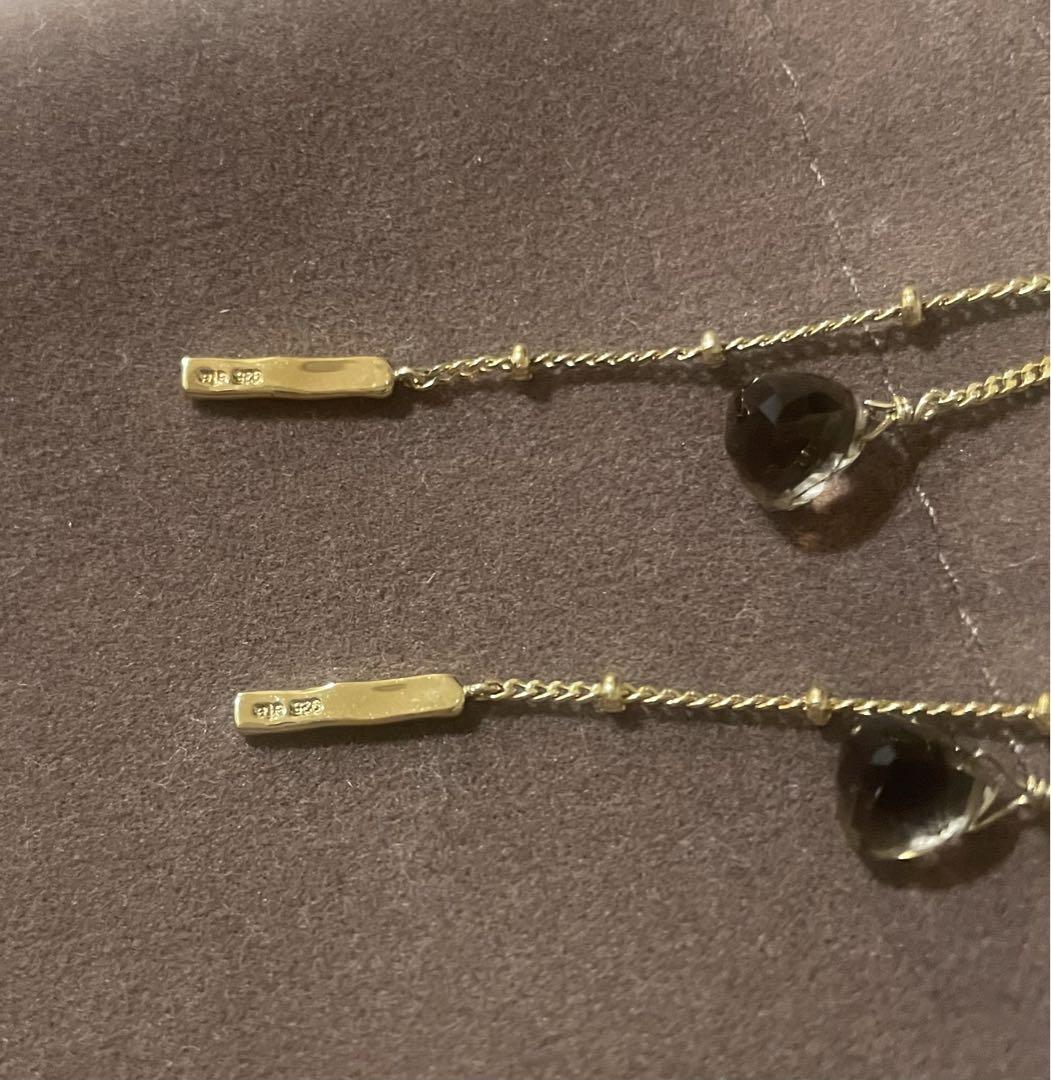 ete YG スモーキークォーツ ピアス 天然石 チェーン
