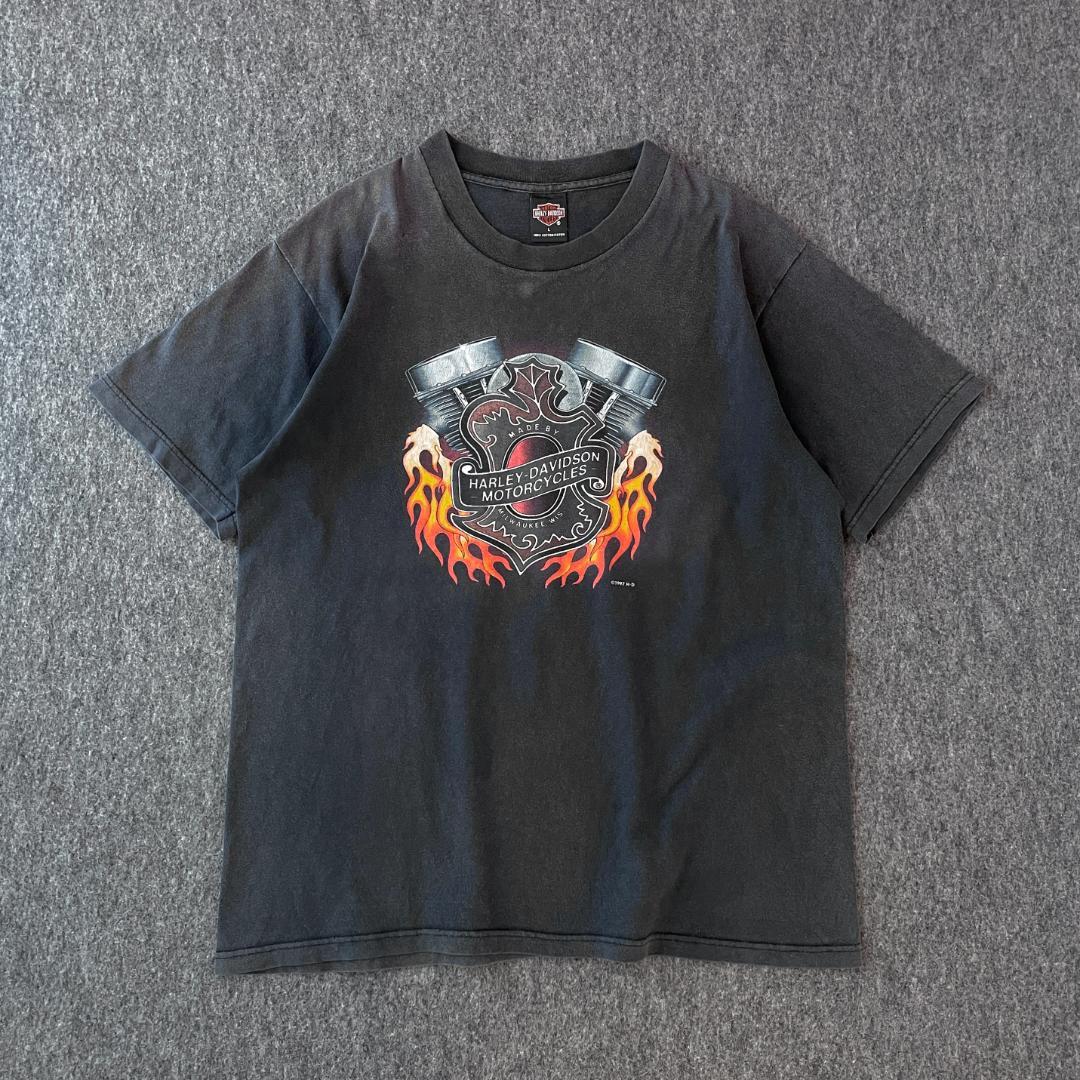 HARLEY DAVIDSON　デザインTシャツ　90ｓ　フェード　グランジ