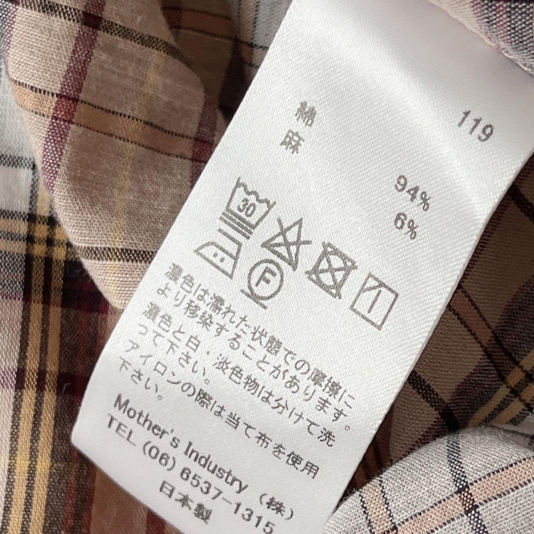 美品】 ミズイロインド ブラウス ボリュームスリーブ チェック