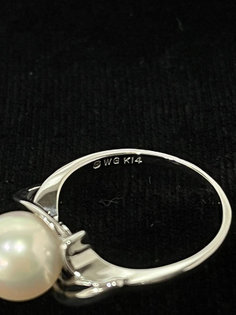 ミキモト　アコヤ真珠　リング　指輪　WG K14 鑑別カード付き　8.30mm